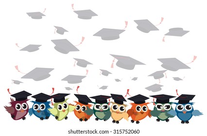 Graduation Cap And Owl Vector Background