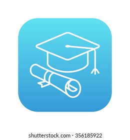 Límite de graduación con icono de línea de desplazamiento en papel para web, móviles e infografías. Icono de blanco vector en el cuadrado de gradiente azul con esquinas redondeadas aisladas en fondo blanco.