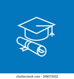 Graduationsmütze mit dem Symbol für die Papierrollen.