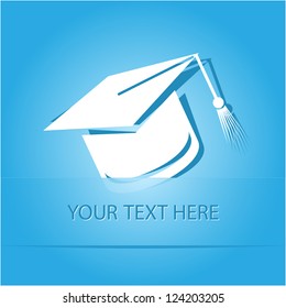 Graduation cap. Paper sticker as bookmark. Vector illustration. Eps10.