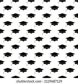 Graduation cap pattern. Graduation seamless pattern. Mortar cap pattern. Simple illustration of graduation cap vector pattern for web. Best used for graduation party.