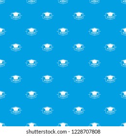 Graduation cap pattern vector seamless blue repeat for any use