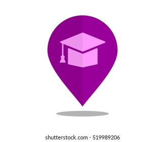 graduation cap pin path image vector icon logo marker