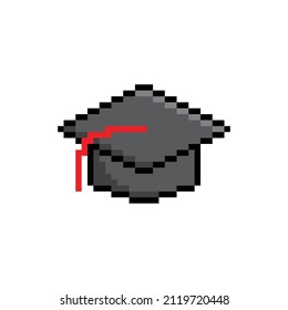  Icono de imagen de píxel de cierre de graduación vector juego de 8 bits 