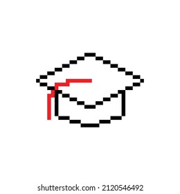  Graduation cap pixel art icon vector 8 bit game 