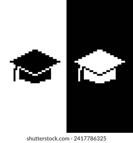  Graduation cap pixel art icon vector 8 bit game  company logo template 