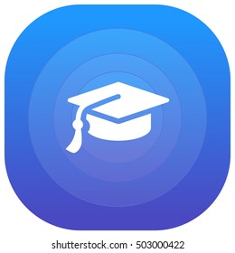 Graduation Cap Purple - Blue Circular UI/UX App Icon / Logo Design