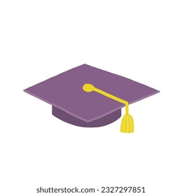Graduation Cap Purple Rope yellow ,icon ,vector