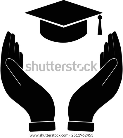 Graduation Cap Received with Both hand, Student Graduation Cap, Cap Received, Graduation Degree Received, Getting Degree icon, Higher Education