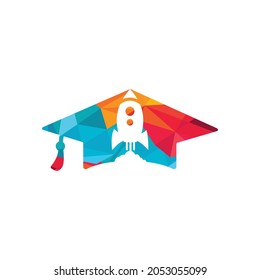 Graduation cap with rocket logo design. Rocket logo for aviation education or academy.	