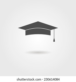 graduation cap with shadow. logo style modern vector illustration