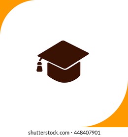 Graduation cap sign. Brown icon on white background