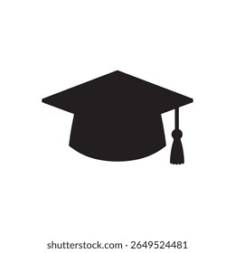 Graduation cap silhouette icon isolated on white background