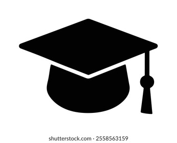 Graduation cap silhouette icon vector on white background	
