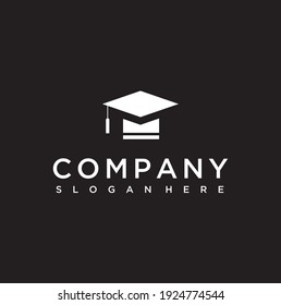 graduation cap silhouette logo design