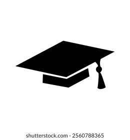 graduation cap silhouette on white background