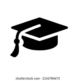 graduation cap silhouette vector, icon and logo on white background.