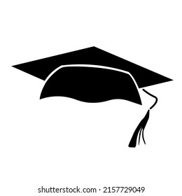 graduation cap silhouette vector, icon and logo on white background.