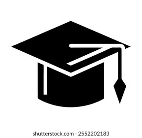 Icono del Vector de la silueta del casquillo de la graduación