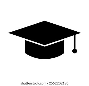Icono del Vector de la silueta del casquillo de la graduación