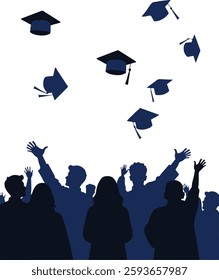 Graduation cap silhouette vector style art illustration 