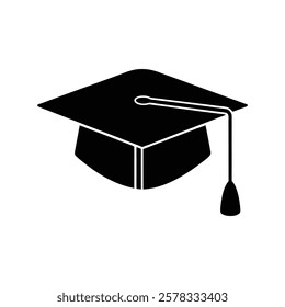 graduation cap silhouette vector white background