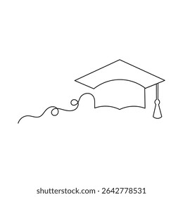 The graduation cap in single line art simply represents success and new beginnings.