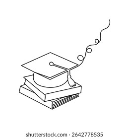 The graduation cap in single line art simply represents success and new beginnings.