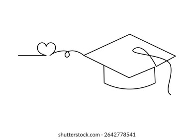 The graduation cap in single line art simply represents success and new beginnings.