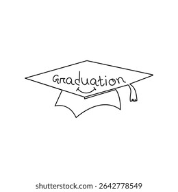 The graduation cap in single line art simply represents success and new beginnings.