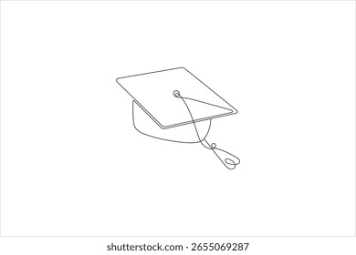 
Tapa de graduación de una sola línea de diseño de arte aislado ilustración de contorno
