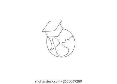 
Tapa de graduación de una sola línea de diseño de arte aislado ilustración de contorno
