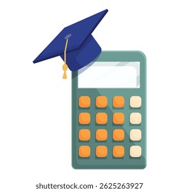 Graduation cap is sitting on a calculator, conveying the concept of the cost of education