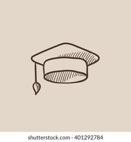 Graduation Cap Sketch Icon.