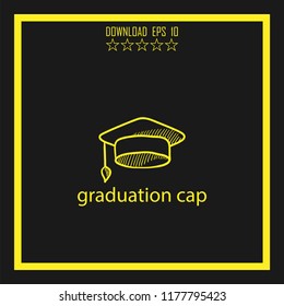graduation cap sketch vector icon