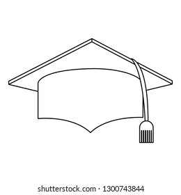 Graduation cap symbol in black and white