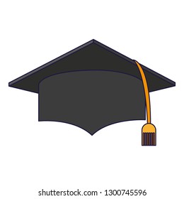 Graduation cap symbol blue lines