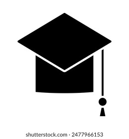 graduation cap symbol icon, silhouette vector isolated on white background. simple and modern design