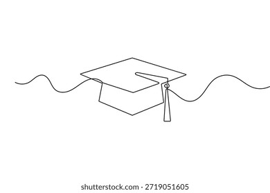 Símbolo de tapa de graduación minimalista contínuo contorno de una línea Vector aislado