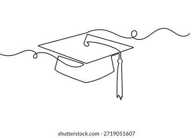 Símbolo de tapa de graduación minimalista contínuo contorno de una línea Vector aislado