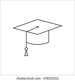 Graduation cap symbol sign one line icon on background