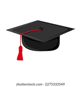 Graduation cap with tassel. Element for degree ceremony and educational programs design. Vector illustration