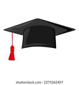 Graduation cap with tassel. Element for degree ceremony and educational programs design. Vector illustration