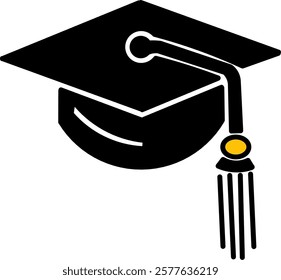 Graduation cap with tassel isolated