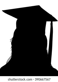 graduation cap and tassel on graduate student, graduation vector design, hand drawn graduating senior silhouette can be placed on any color