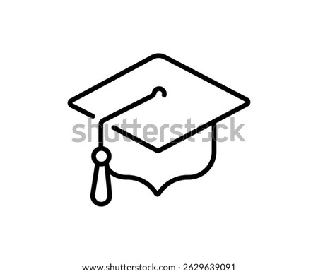 Graduation cap thin Icon in trendy flat style isolated on white background. Online education and learning, master's degree, MBA. Vector icon