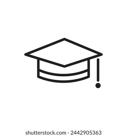 Graduation cap of thin line icon, graduation logo symbol vector illustration, Isolated on white background