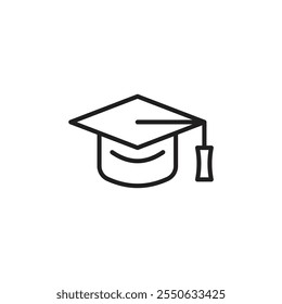Graduation cap thin line vector icon.