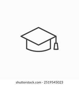 Graduation cap thin liner icon isolated