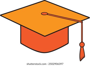 Graduation cap vector art with a white background